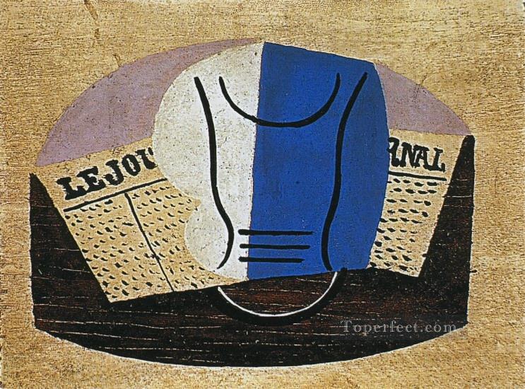 Still Life in the Journal Glass and journal 1923 cubist Pablo Picasso Oil Paintings